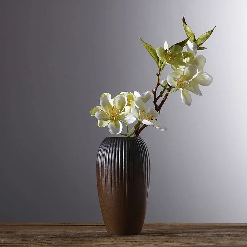 Glazed ceramic small vase in creative Japanese style as decorative ornament with six colour options