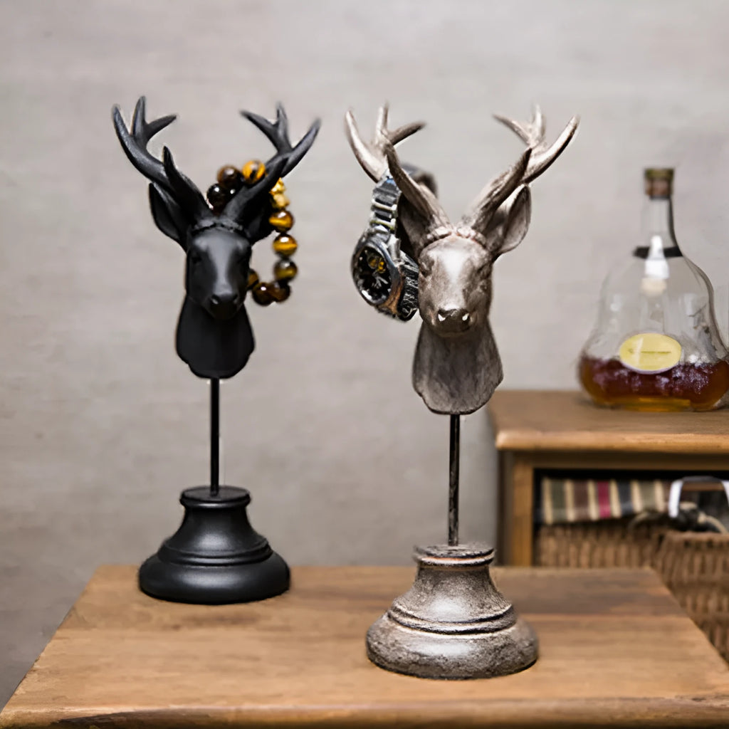 Natural resin animal sculpture ornament in black, white, or wood colour for home decoration.