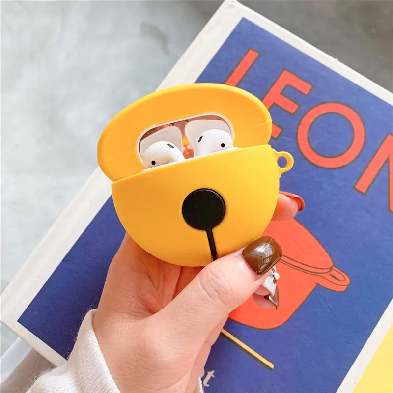 Yellow silicone bell-shaped case for AirPods 1 and 2 wireless headphones