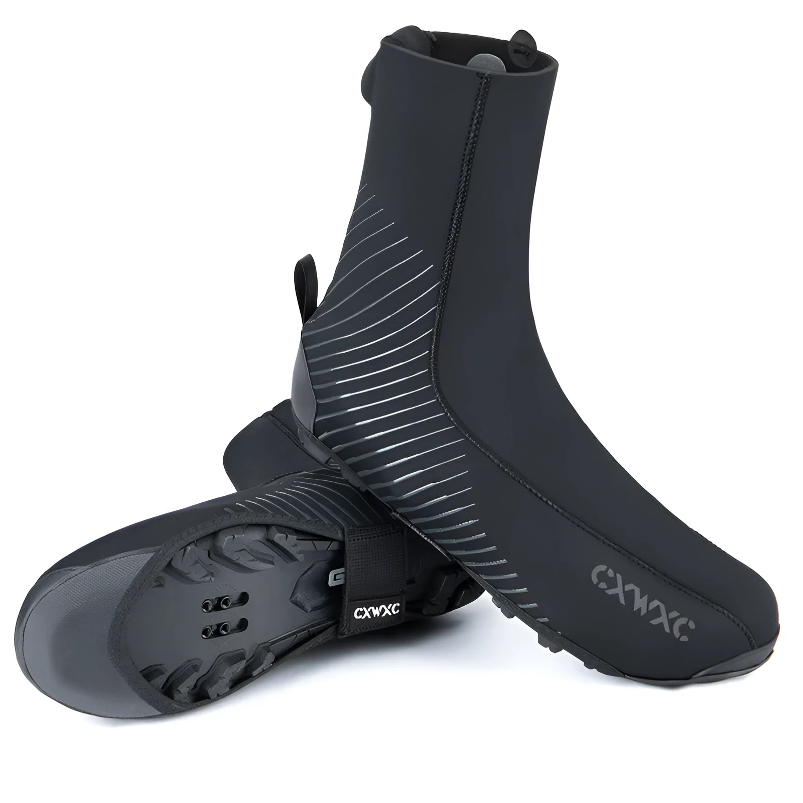 GIYO CX-204 Bike Shoe Cover Lock Mountain Road Cycling Overshoe Windproof Waterproof Neoprene with Fleece Lining Reflective Details Black S M L XL XXL 3XL Men Women