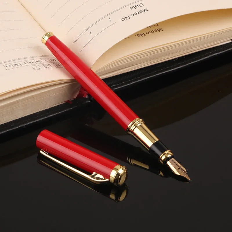 Metal ink pen with 0.5mm nib in red or black colours for business office use