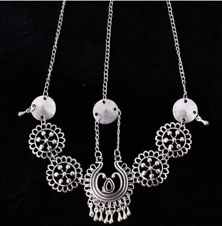 Boho style festival headband jewellery in ancient silver or matt gold, alloy with nickel-free plating, 28.9g