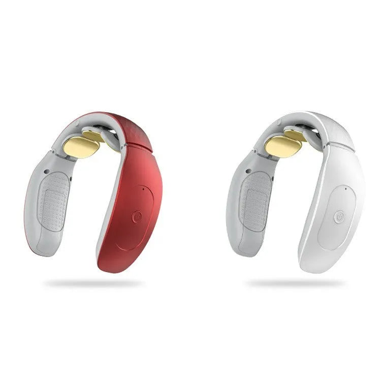Small intelligent cervical massager in red or white colours with battery power and three contact points