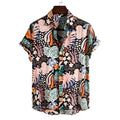 Men's 100% cotton Hawaiian beach flower print short sleeve shirt in red colour CS175 slim fit