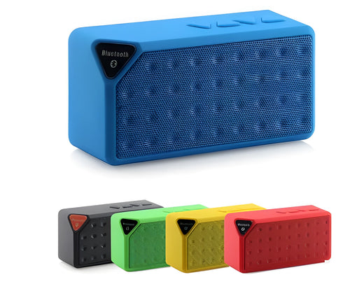 Cannon X3 portable Bluetooth speaker cube in black, blue, green, red, or yellow colour