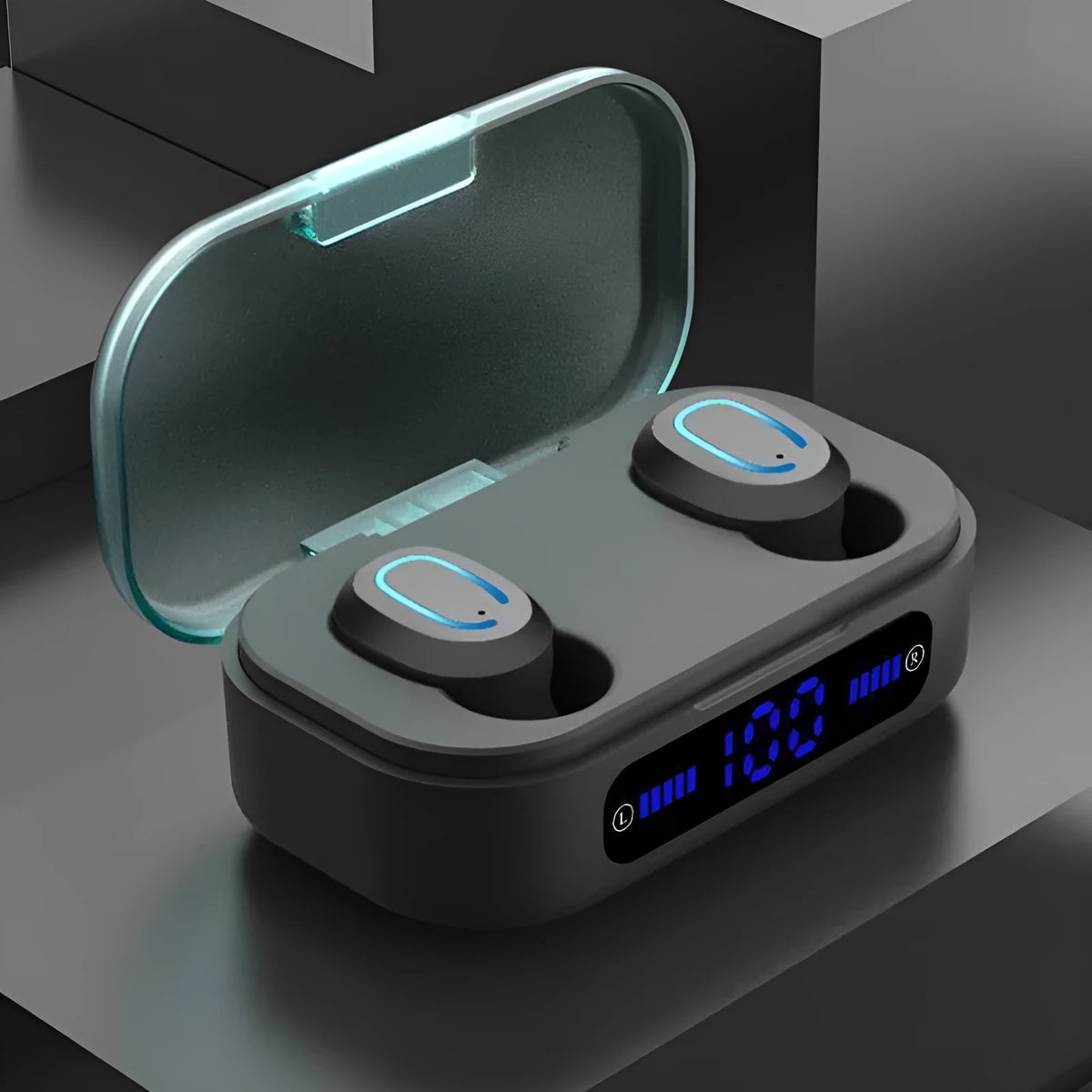 Bluetooth mini headset, earplug design, 15m range, Bluetooth 5.0, digital black or white