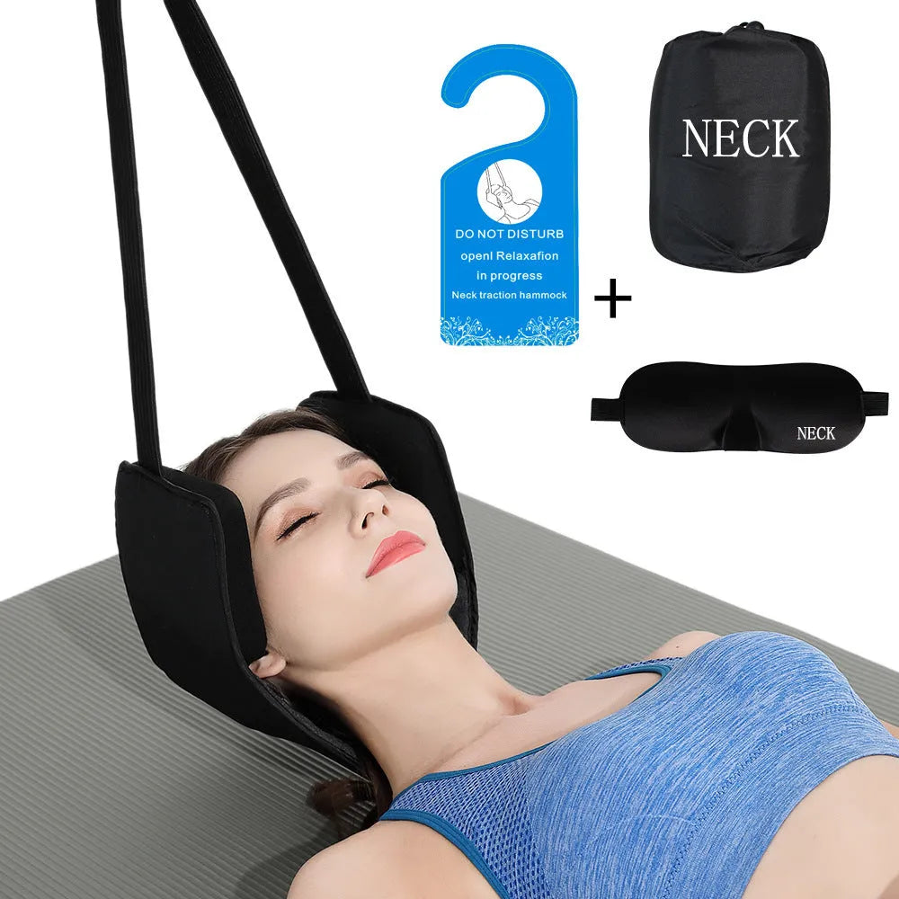 Neck hammock neck stretcher in black grey cotton with 50kg load capacity for cervical traction