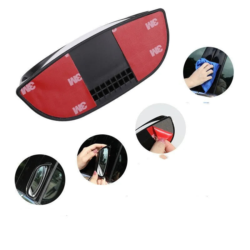 Black and white two-row wide angle car rearview mirror accessory