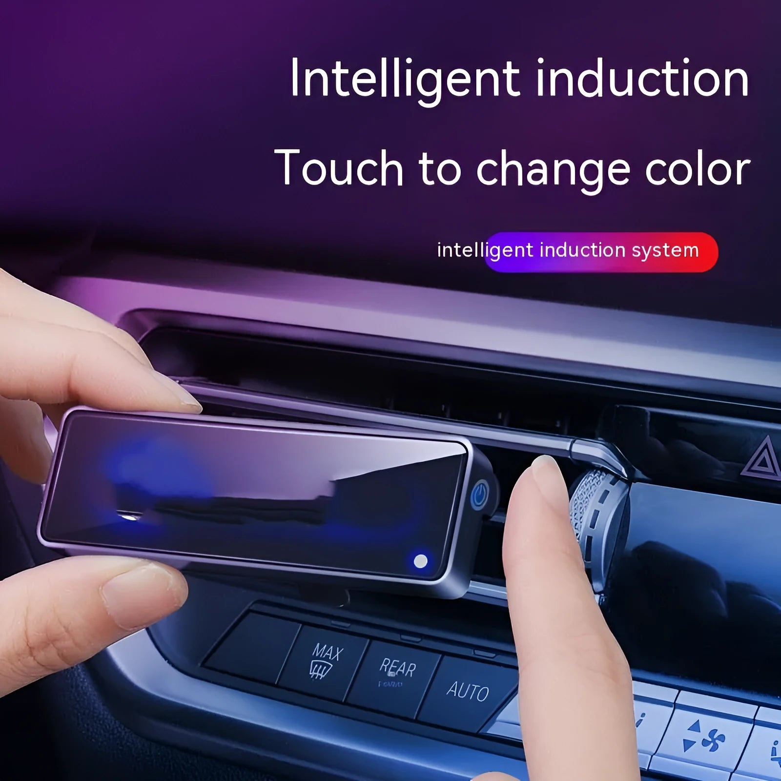 Black car vent clip aromatherapy diffuser with LED light and fragrance sticks