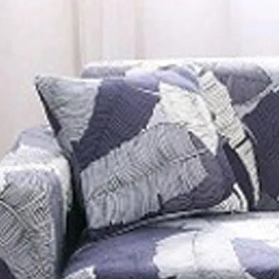 Printed geometric stretch sofa slipcover on double seat sofa in modern simplicity style