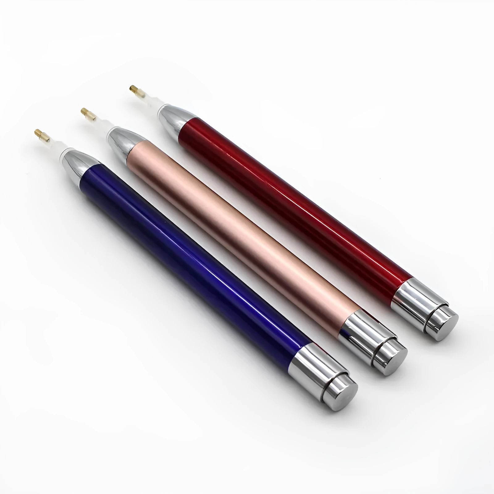 Luminous aluminium alloy single-head drill pen for diamond painting in gold, red, or blue colour options