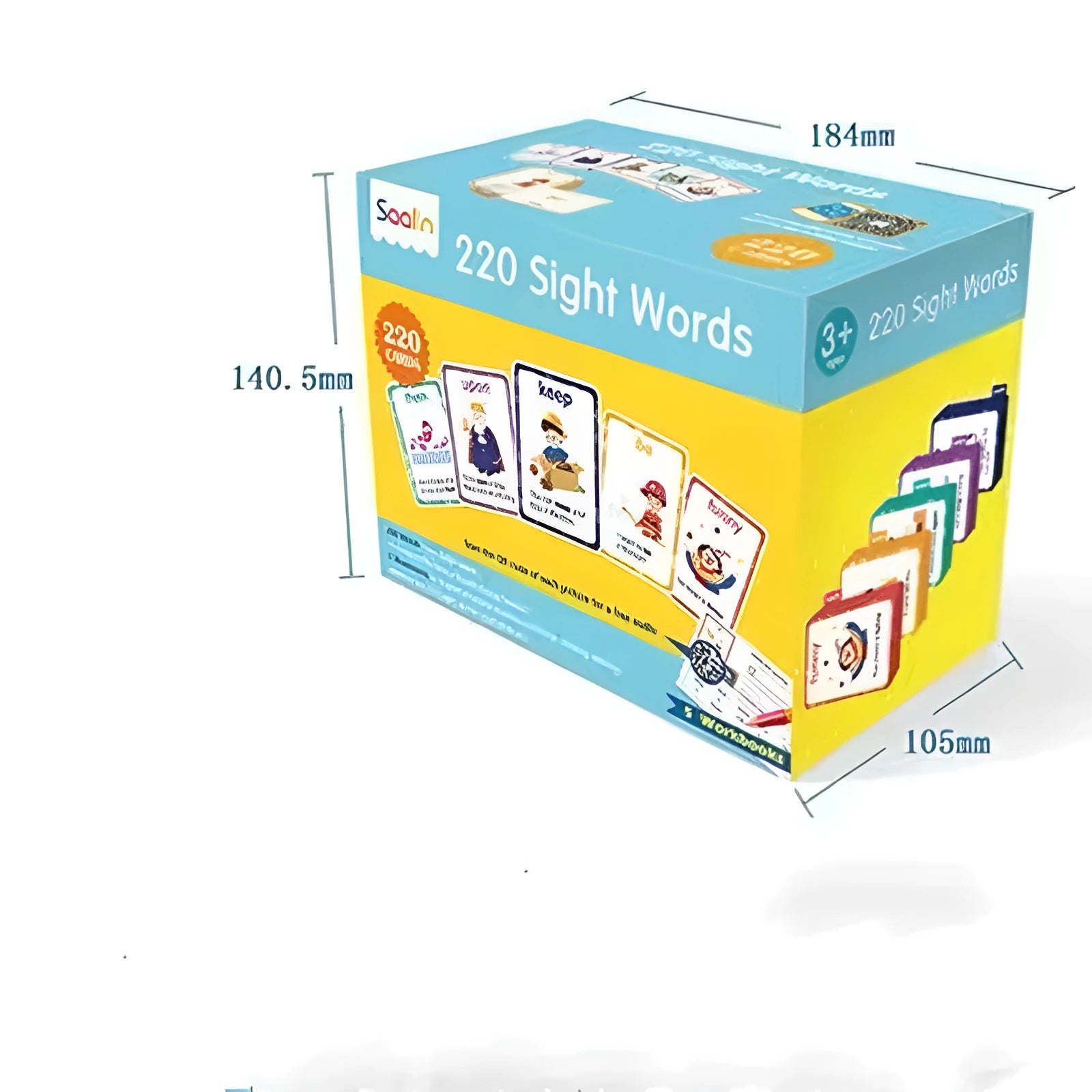 Educational gift box containing 220 high frequency word cards and 5 workbooks for children age 3+