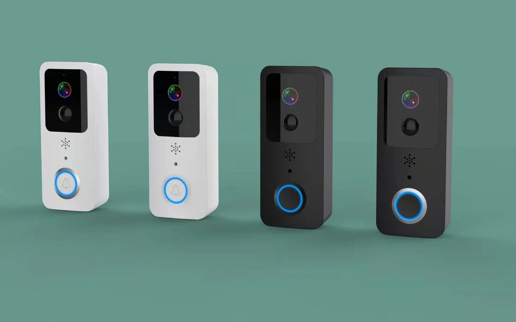 Smart home visual doorbell security camera with app push notification system and 18650 battery power.