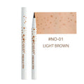 Dark brown waterproof freckle pen with precision tip for natural-looking cosmetic freckles.