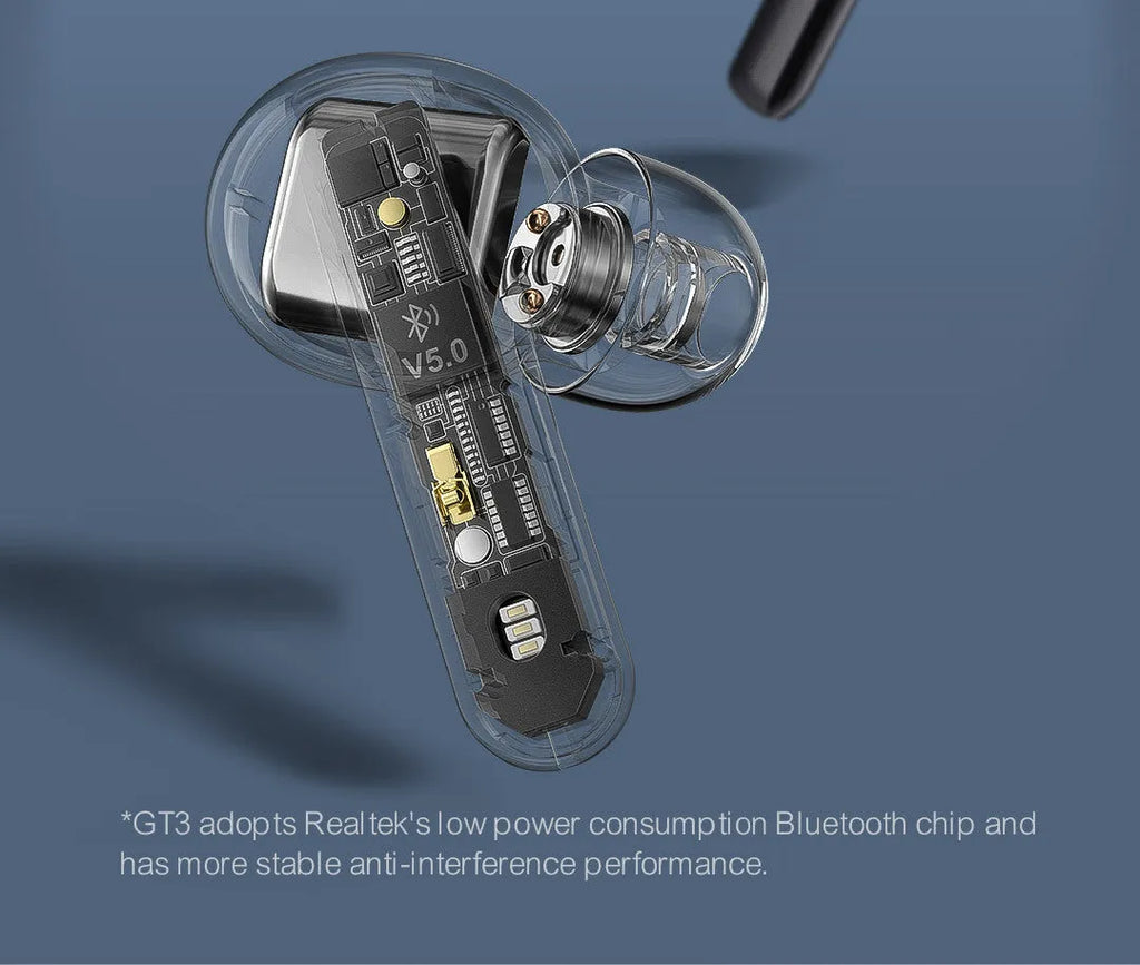 GT3 true wireless Bluetooth in-ear sports headphones in Black with charging box and Type-C cable