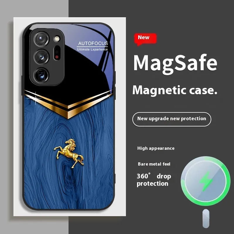 Black metal phone case with magnetic ring for Samsung Galaxy S23 Ultra showing back with sprayed finish