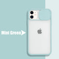Frosted frame lens silicone phone case for iPhone in a choice of pure colours including blue, pink, and black.