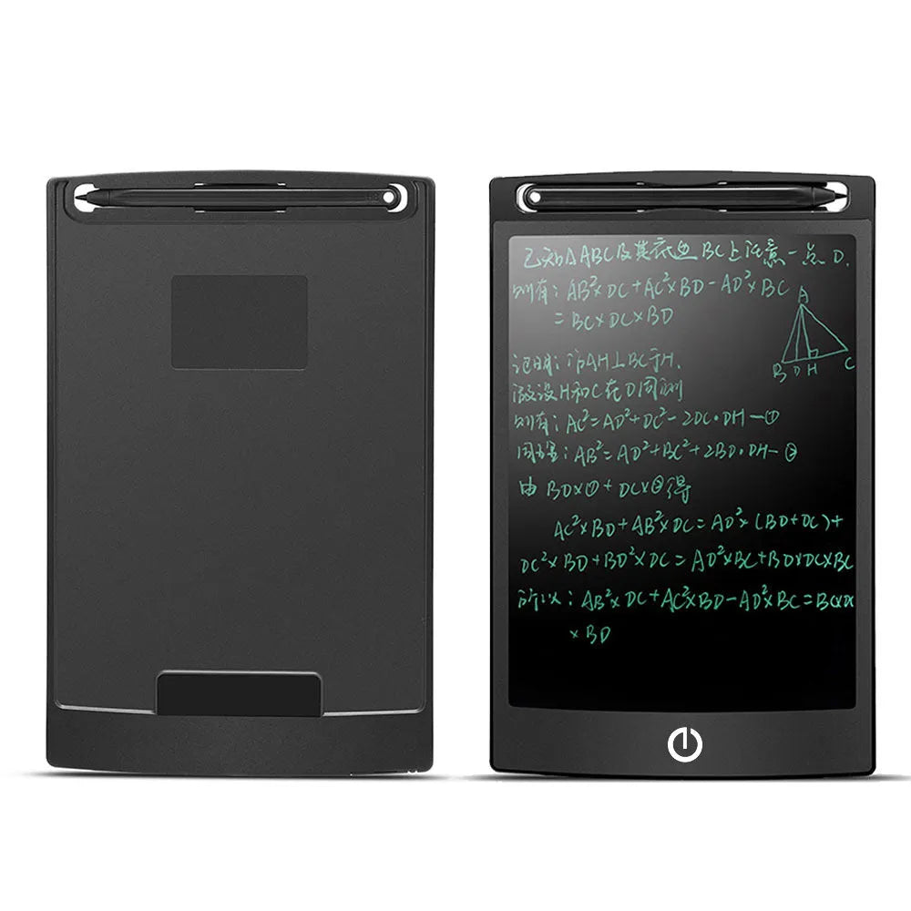 LCD tablet writing pad with pressure sensing screen and erase button, black frame