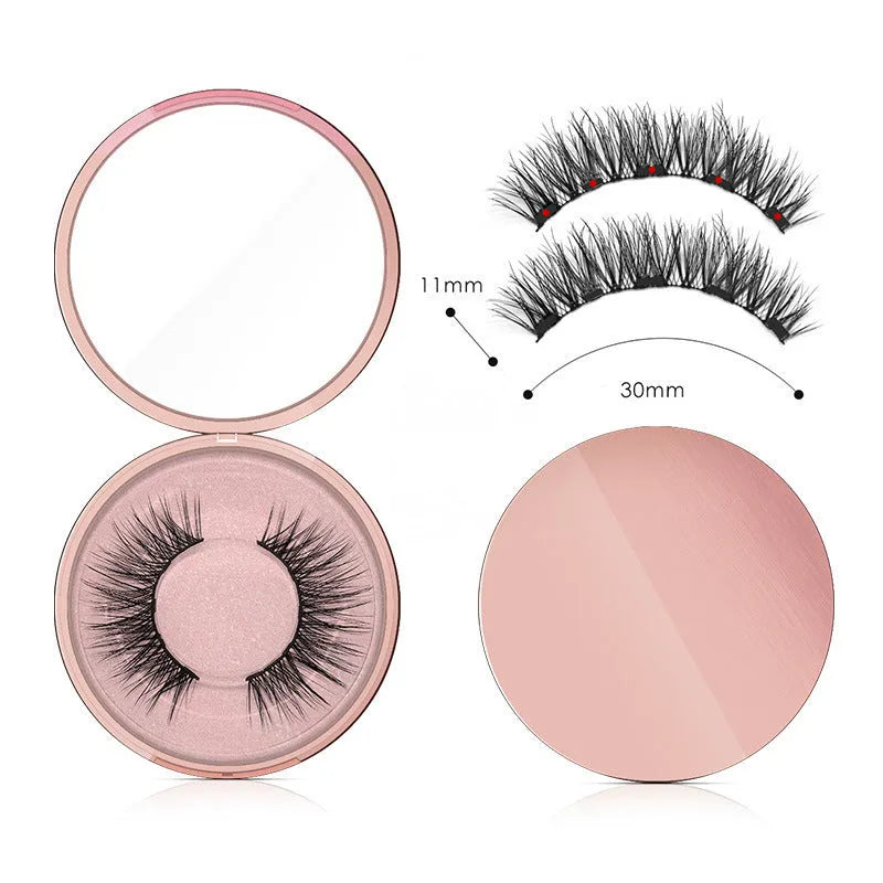 Magnetic eyeliner and false eyelashes set with five pairs of faux mink hair lashes, tweezers, and mirror case