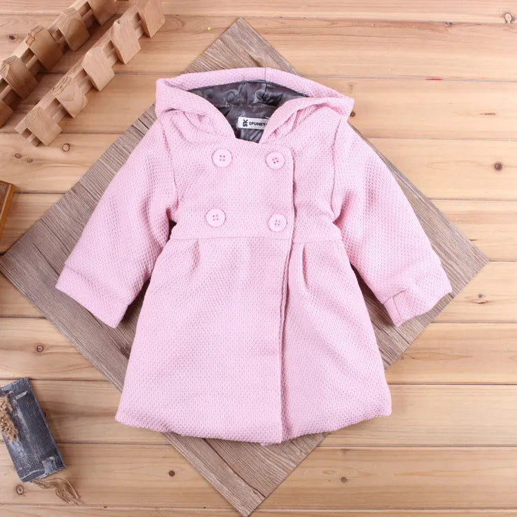 Kiethleen winter hooded coat for little girls in pink colour
