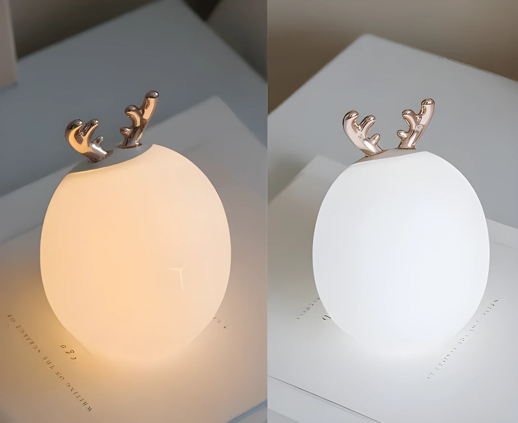 LED cartoon night light with USB interface, warm and cold light, Rabbit or Deer style, 0.5W power rating, 320g boxed weight