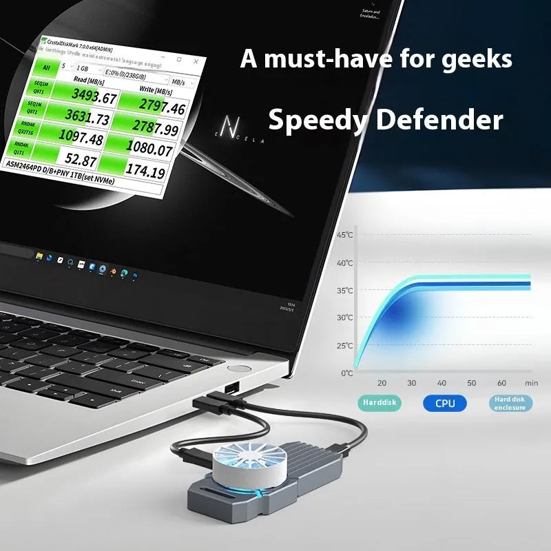 USB4 hard disk enclosure for NVMe M.2 solid state drives with aluminium alloy case