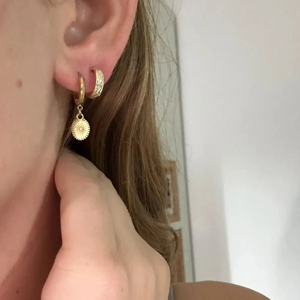 Geometric stainless steel earrings with oval design for women, colour XY-EH005.