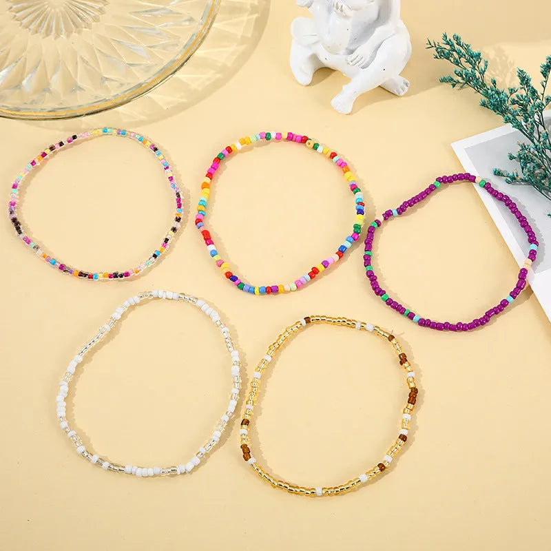 Women's bohemian bracelet set with 17 handmade mixed material beaded bracelets in European and American style