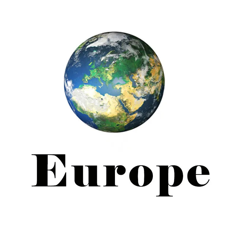 Glow in the dark 3D Earth planet wall sticker in three size options on a dark blue background.