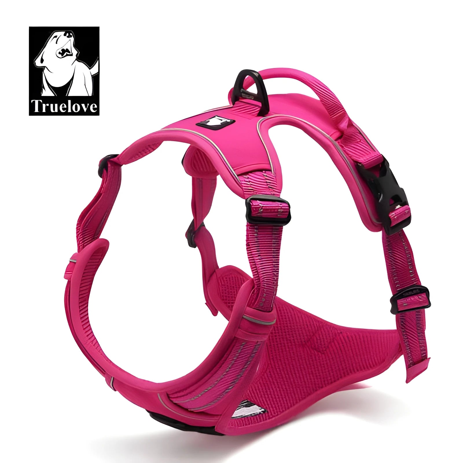 Truelove padded reflective nylon dog harness with front and back clips, orange colour