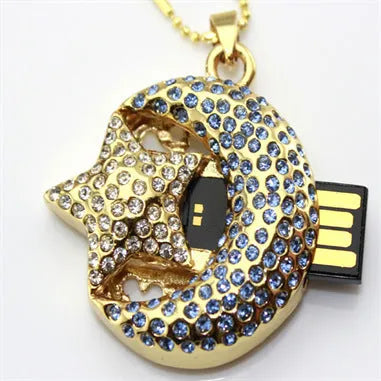 Silver metal Jewelry Xingyue USB flash drive with USB connector exposed, shown on a white background.