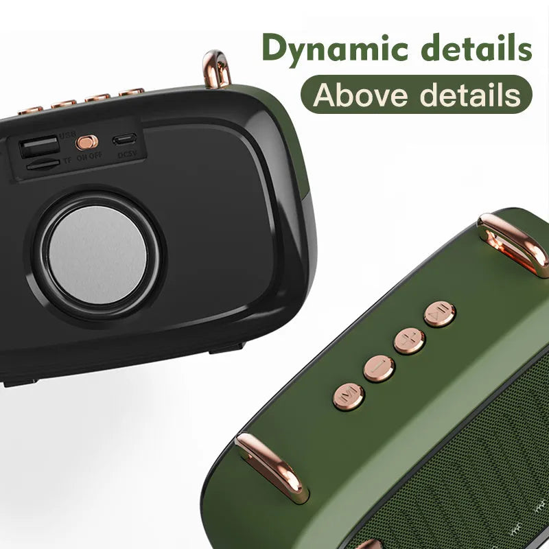 Portable mini subwoofer Bluetooth speaker card in black, blue, green, grey, or orange colours