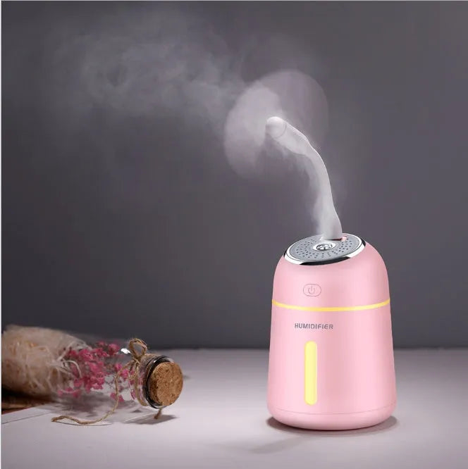 Mini ultrasonic USB humidifier four-in-one with USB mini fan and LED light, 330ml, 139*96*96mm, Blue Pink White