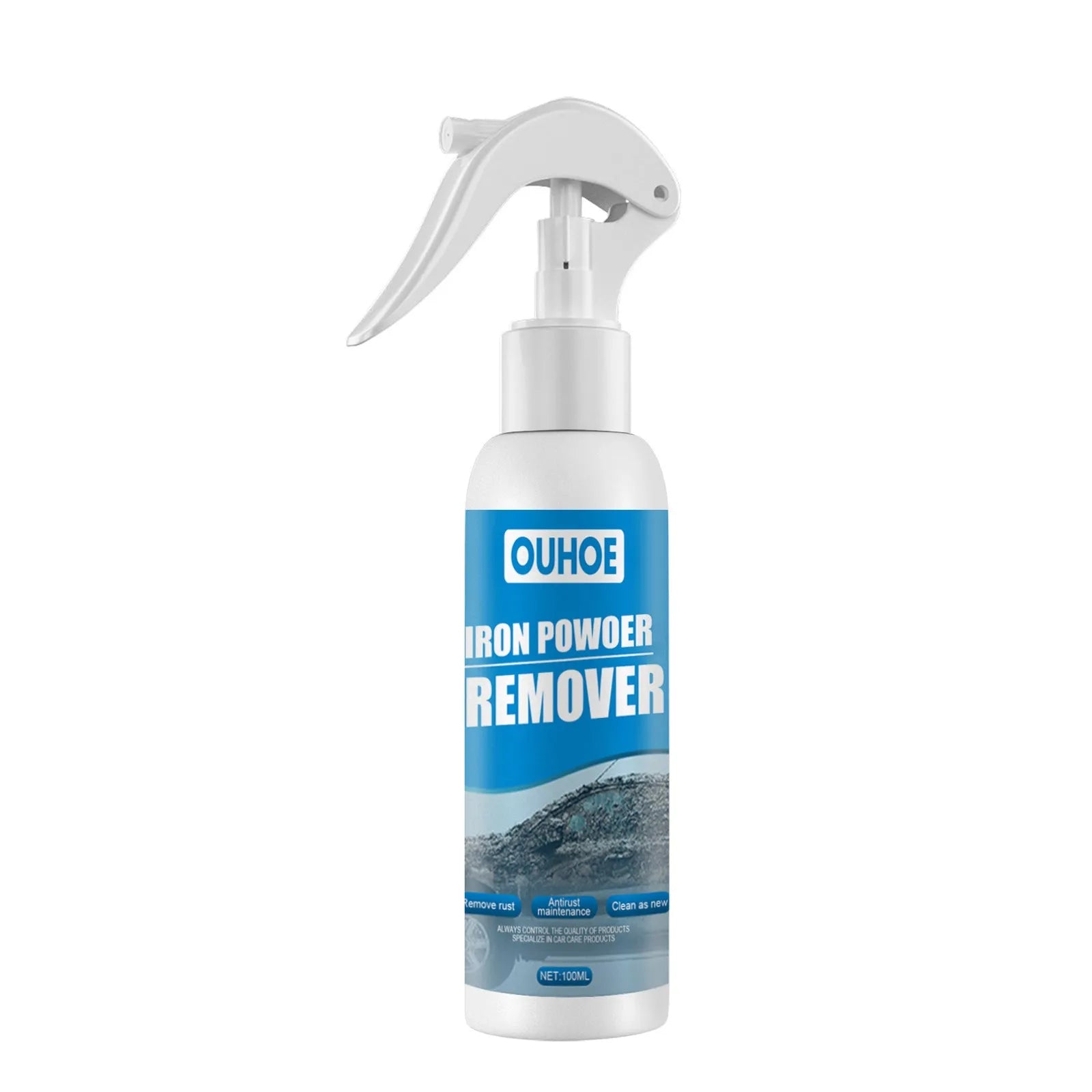 Automotive iron powder rust remover spray bottle in 30ml or 100ml size with blue sponge or towel applicator