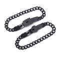 Titanium steel couple love lock bracelet key set necklace in electroplated finish