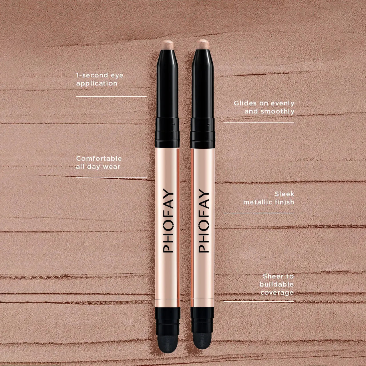 PHOFAY Eyeshadow Stick 0.6g waterproof cream eyeshadow with built-in smudger in multiple colour options