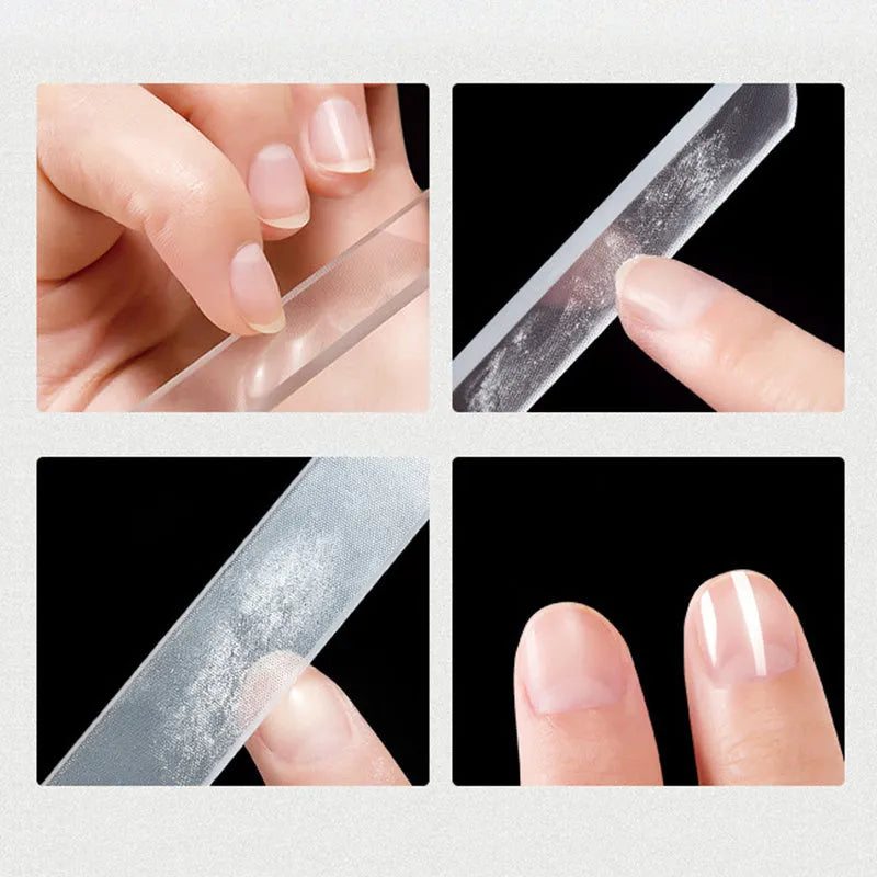 Nano glass nail file for physical nail polishing, transparent colour, size 9 x 1.3 x 0.2 cm