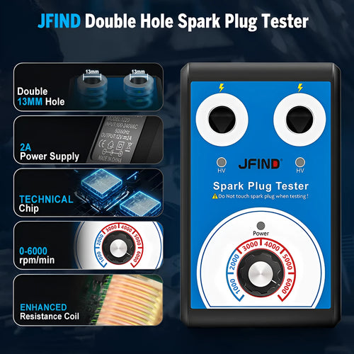Car spark plug tester with American and European standard adaptors for ignition system diagnosis