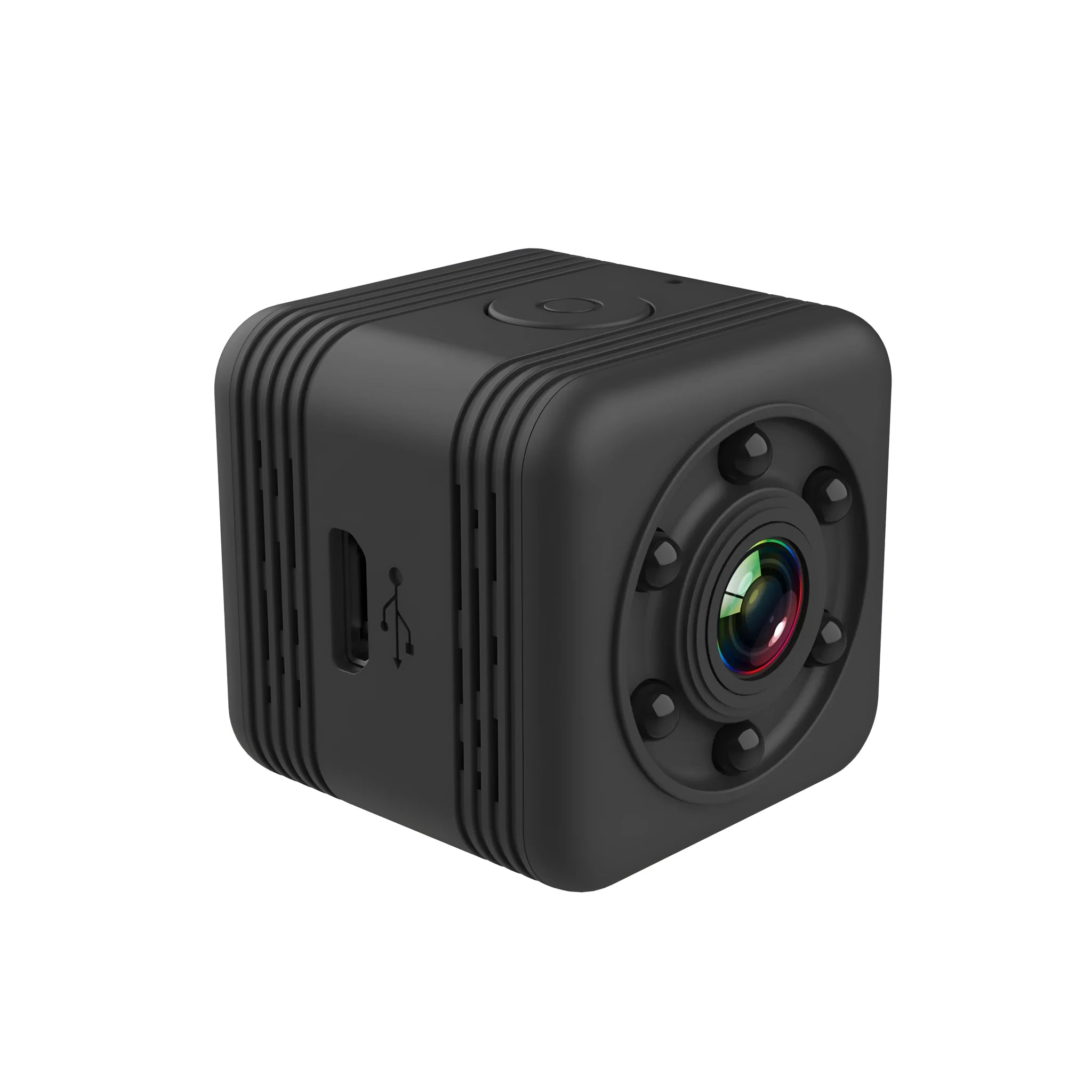 Black SQ29 waterproof sports camera shown with MicroUSB port and support for 32GB TF cards.