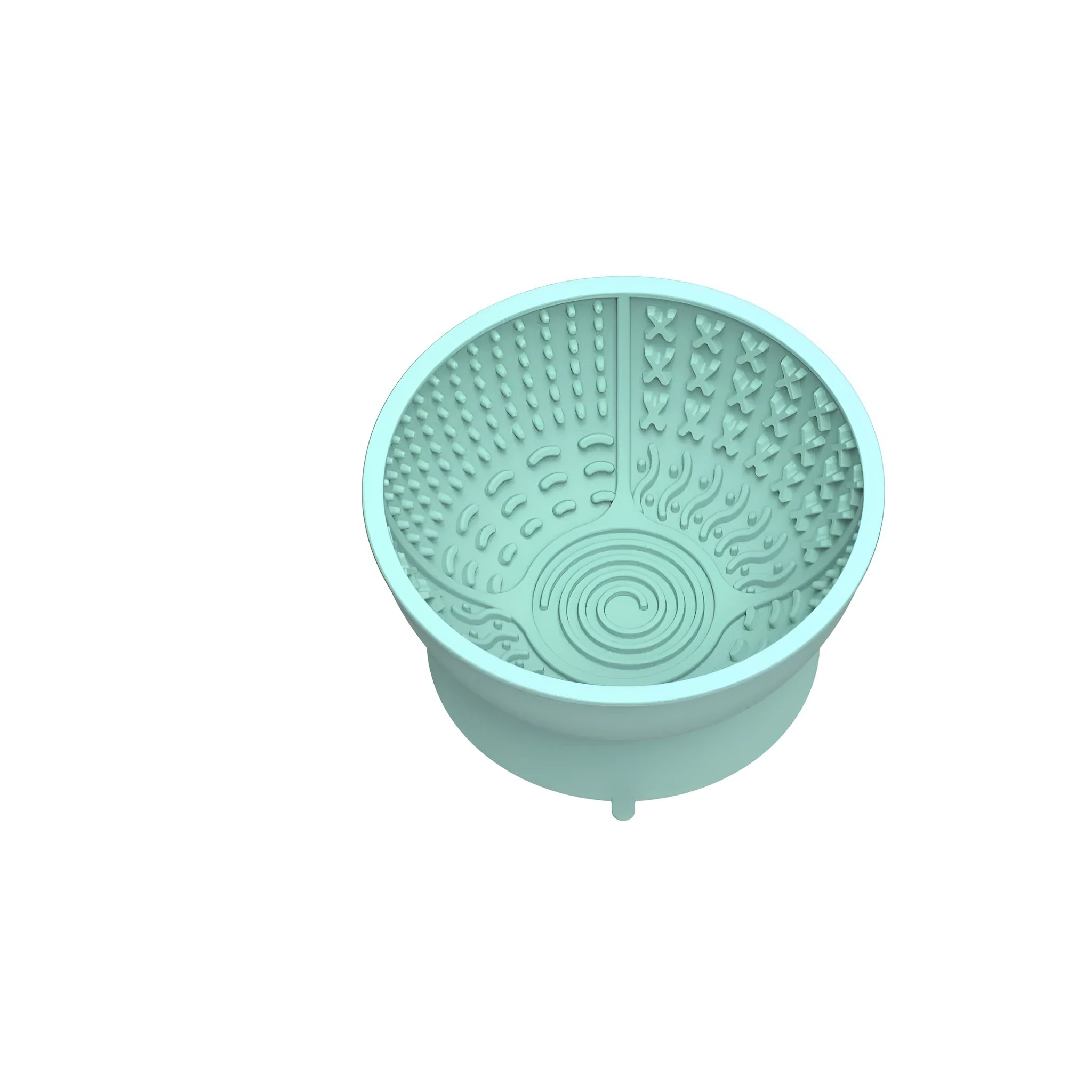 Cyan silicone pet licking mat bowl with suction cup base for slow feeding dogs and cats