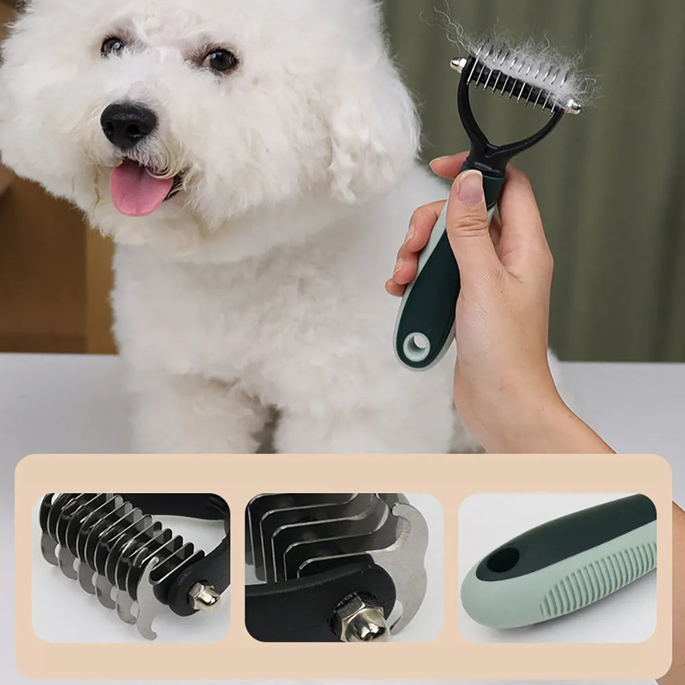 8-in-1 dog grooming kit with cordless low noise clippers, slicker brush, nail clipper and carry case