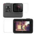 Transparent 9H tempered glass lens and screen protector films for GoPro Hero 5, 6, 7 cameras