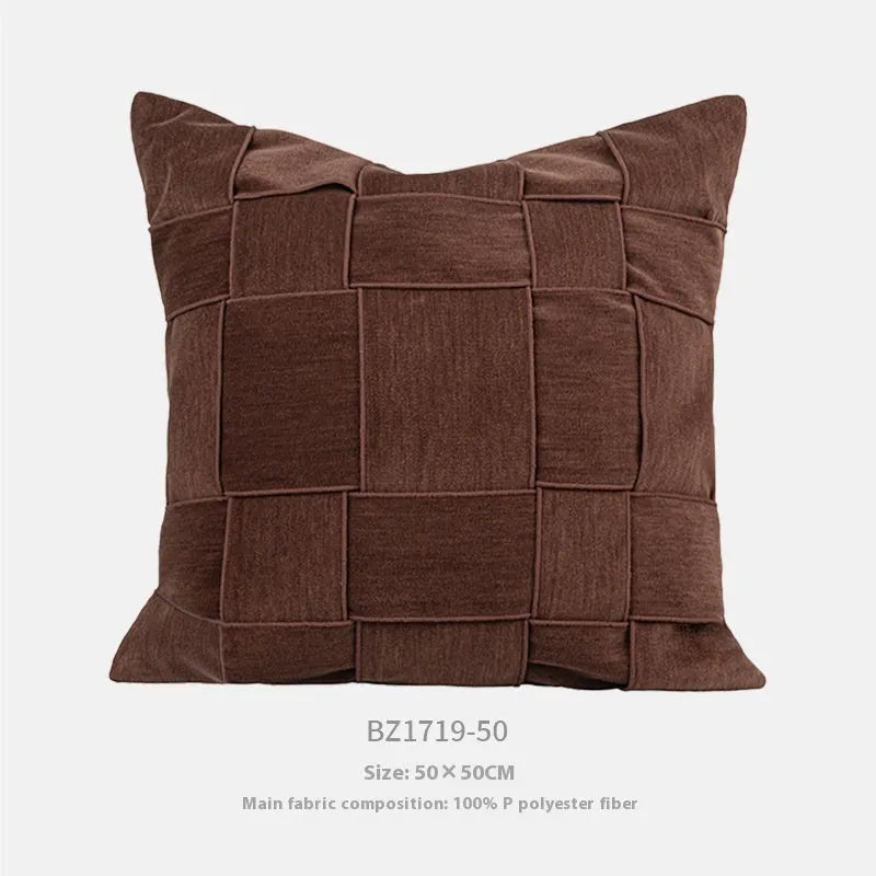 Chenille woven square pillow cushion with feather velvet filler in 50x50cm size