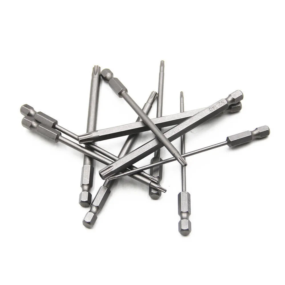 Hexagon handle magnetic screwdriver bit set with 50mm, 75mm, and 100mm alloy steel bits