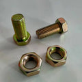 Polyester door latch and stop fixing belt with metal screws and nuts on a white background
