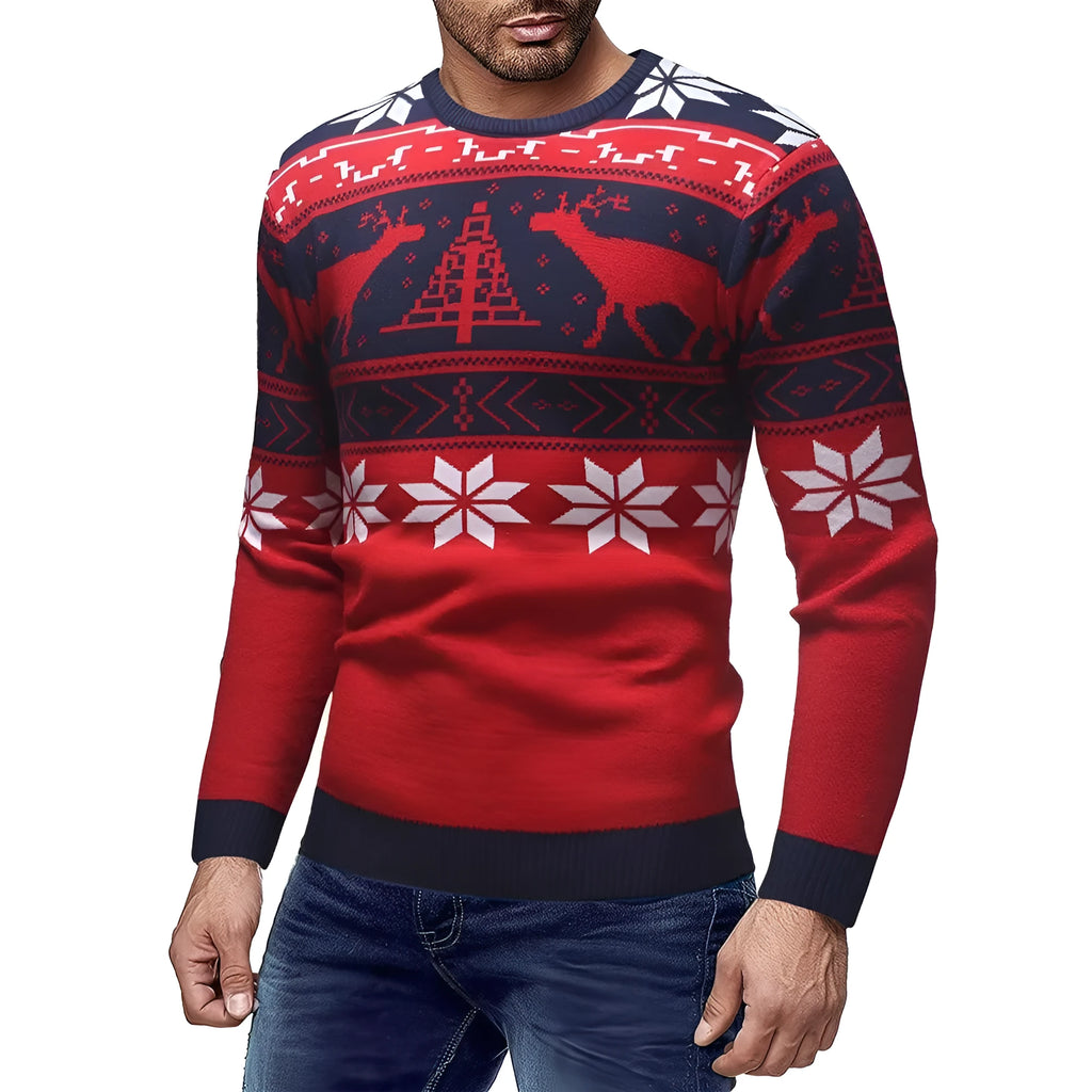 Korean-style slim-fit mohair Christmas fawn sweater in black with round neck