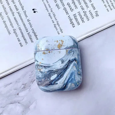 Hard white marble PC protective case cover for Apple AirPods charging box
