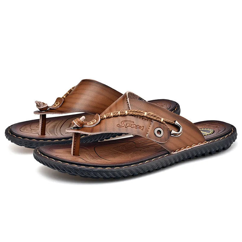 Men's non-slip casual slippers with PU leather uppers in four colour options