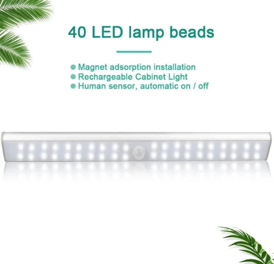 Rechargeable motion sensor LED stick light in 190mm, 300mm, or 400mm lengths for cupboard lighting.
