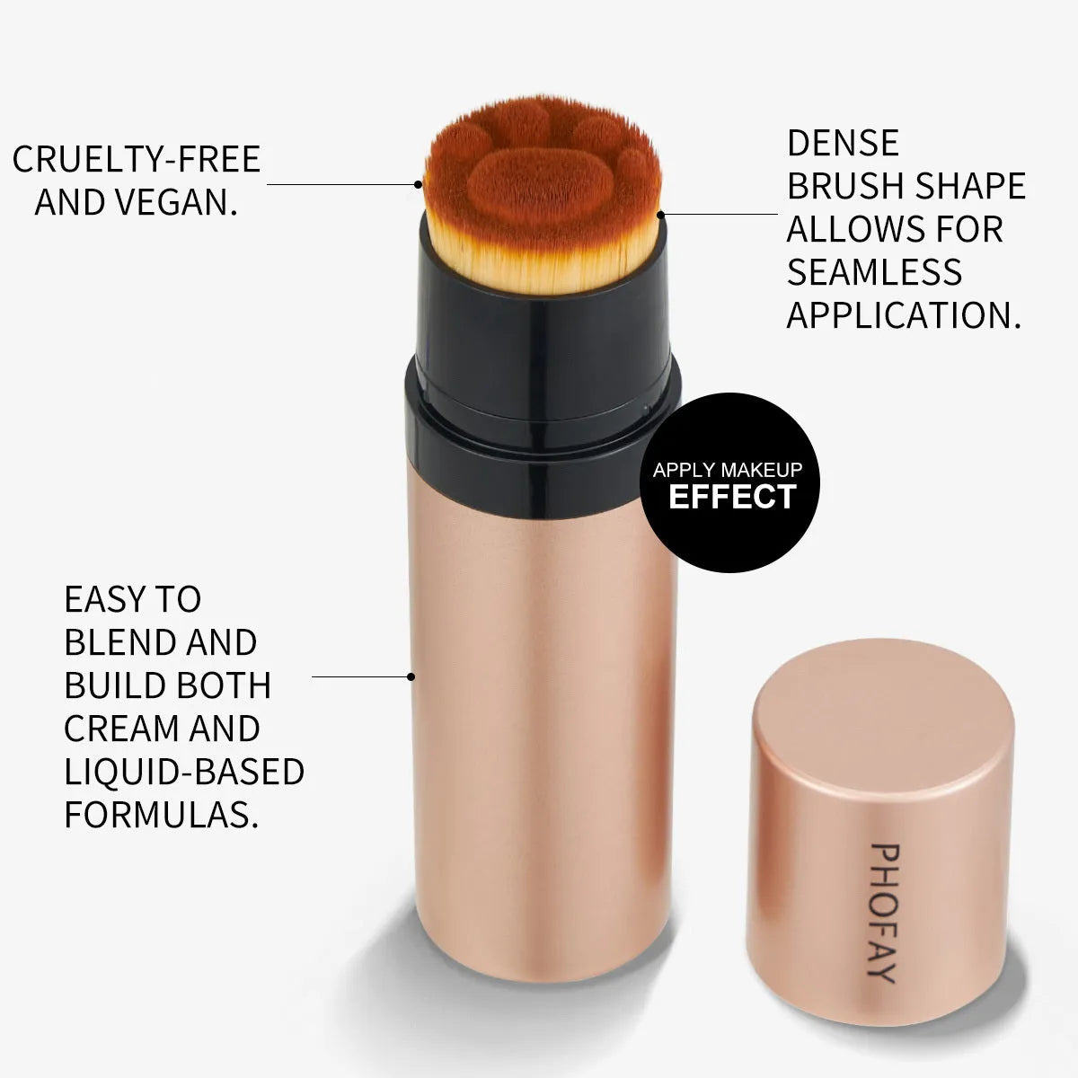 PHOFAY shaping contour stick with built-in brush, 10g, for cheekbone and jawline contour